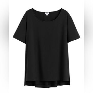 Cuyana Black High-Low Hem Short Sleeve T-Shirt